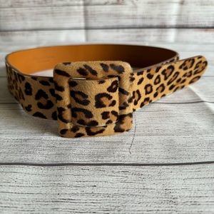 Ralph Lauren Collection Leather Women's Leopard-Print Haircalf Belt - L